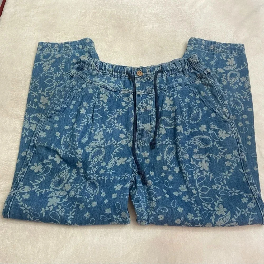 New! We the Free People Mixed Up Printed Utility Jeans belt 28257